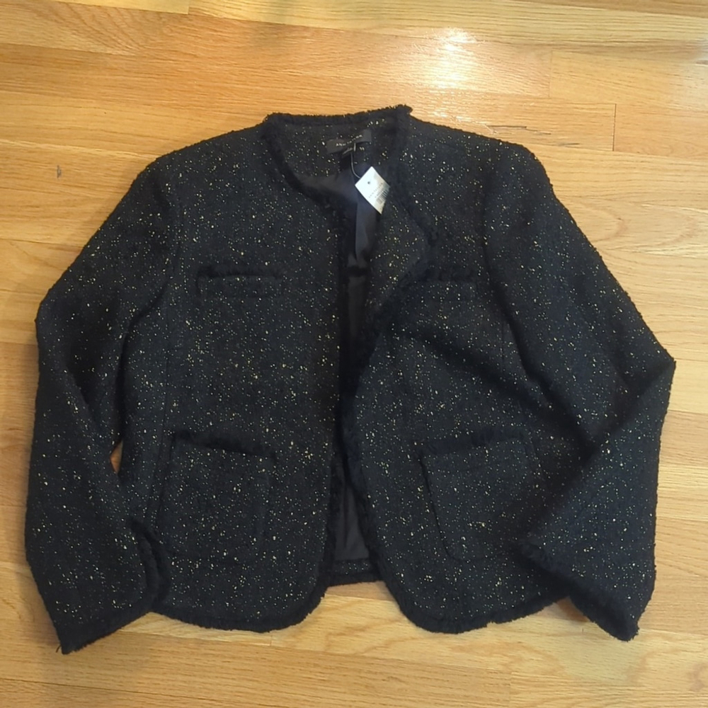 Ann Taylor Black Glitter Blazer - Picture 2 of 12